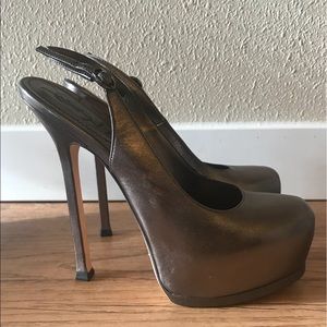 YSL Yves Saint Laurent Tribute slingback pump grey
